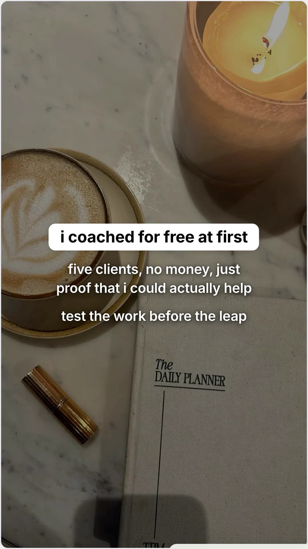 Why I left a stable salary to coach full time: slide 3, i coached for free at first. five clients, no money, j