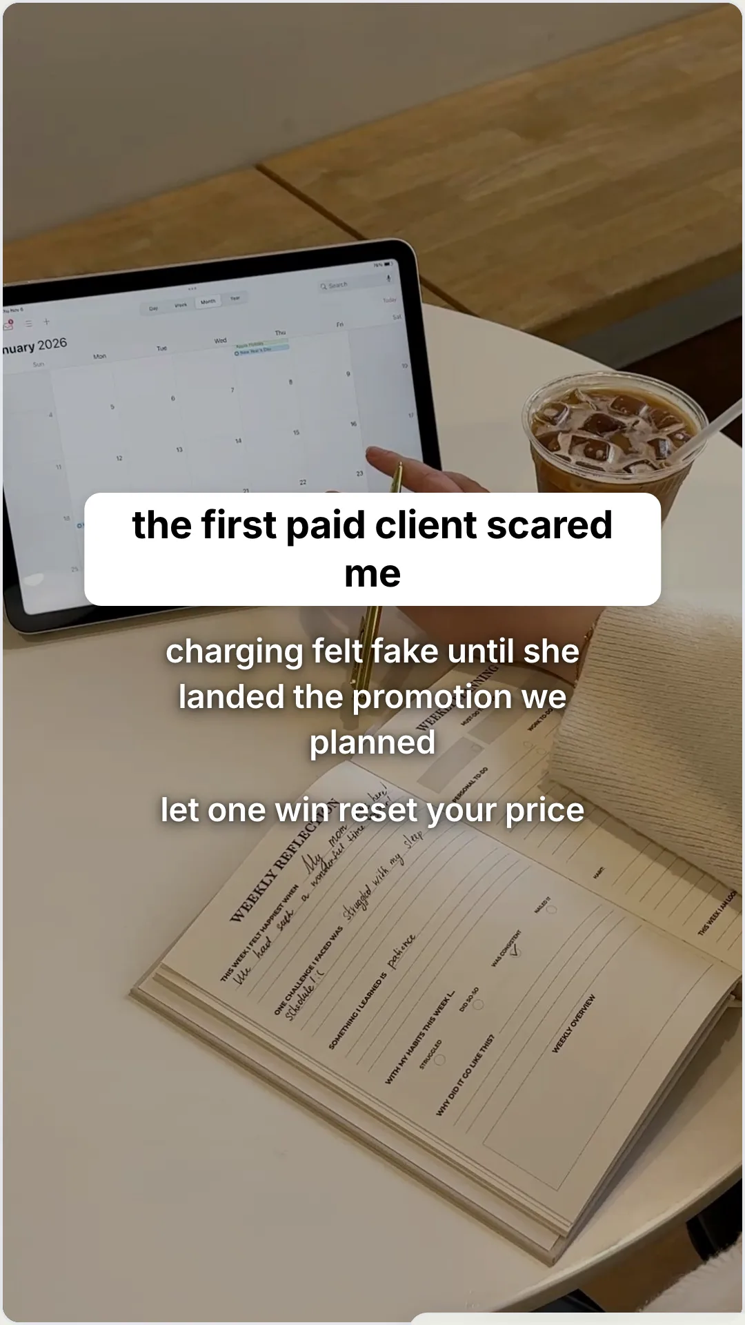 Why I left a stable salary to coach full time: slide 4, the first paid client scared me. charging felt fake un