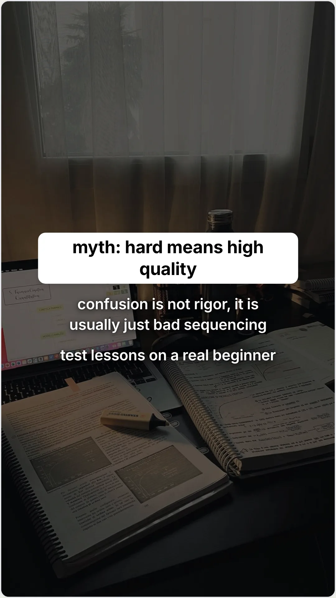 Learning myths that quietly make online courses fail: slide 5, myth: hard means high quality. confusion is not