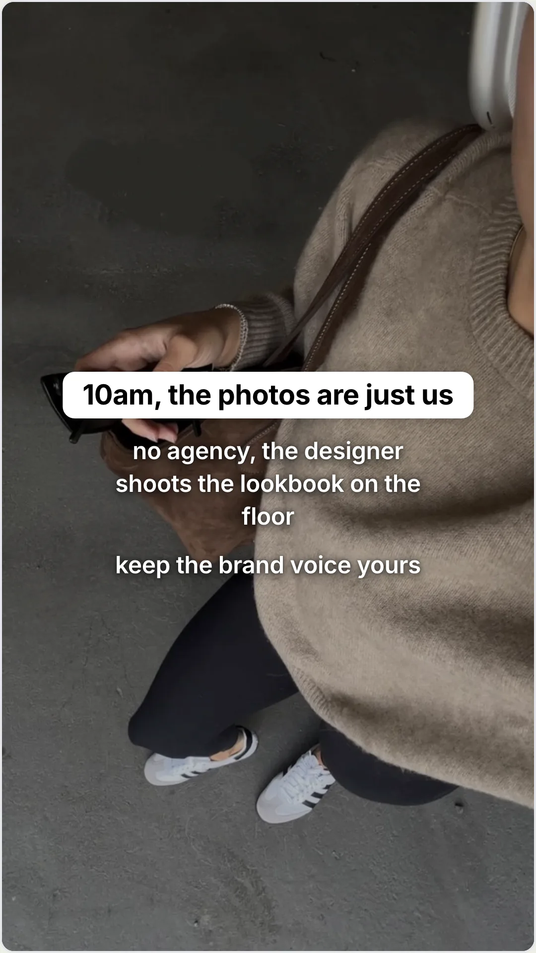 Drop day inside a small fashion studio: slide 3, 10am, the photos are just us. no agency, the designer shoots