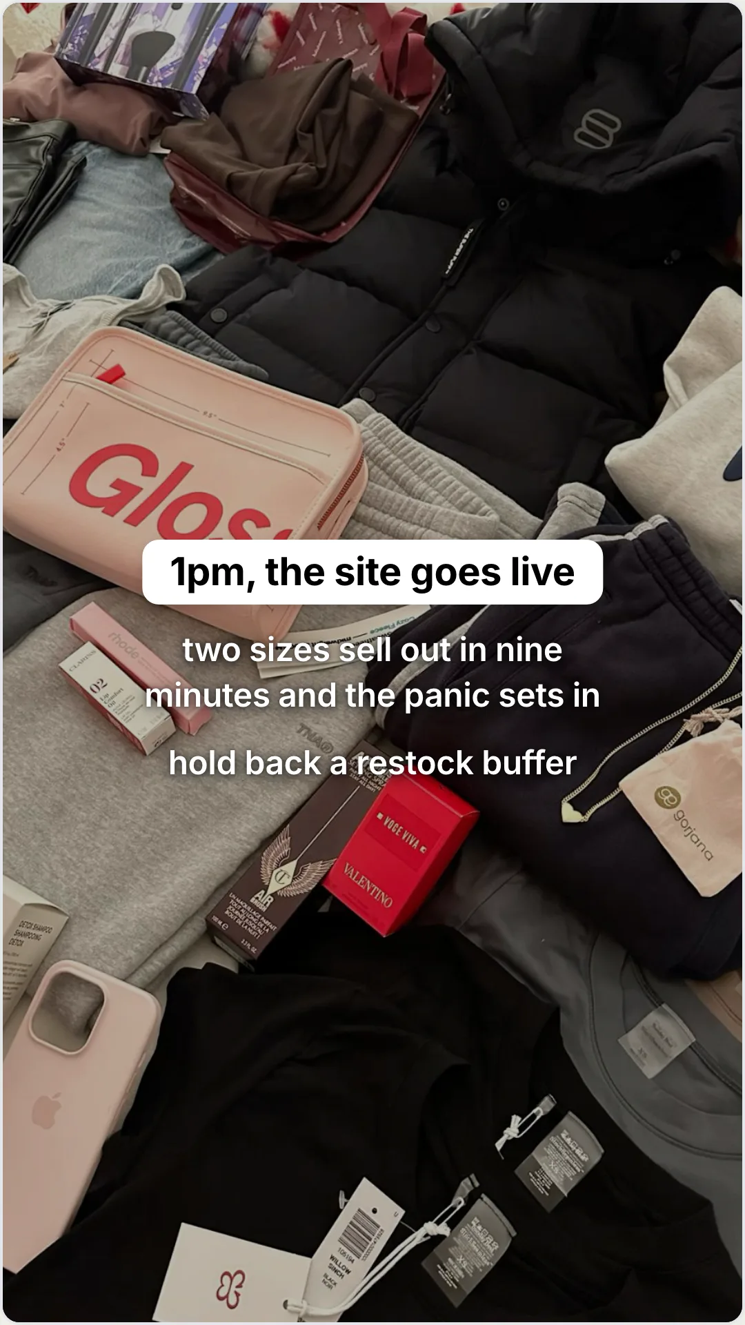 Drop day inside a small fashion studio: slide 4, 1pm, the site goes live. two sizes sell out in nine minutes a