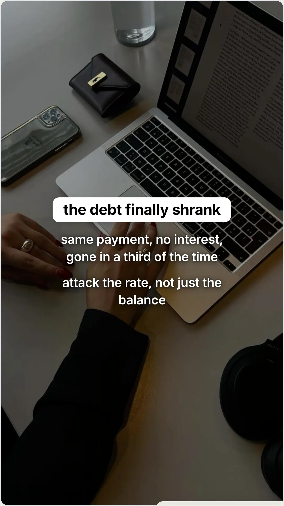 The credit-card mistake that cost me a year: slide 5, the debt finally shrank. same payment, no interest, gone