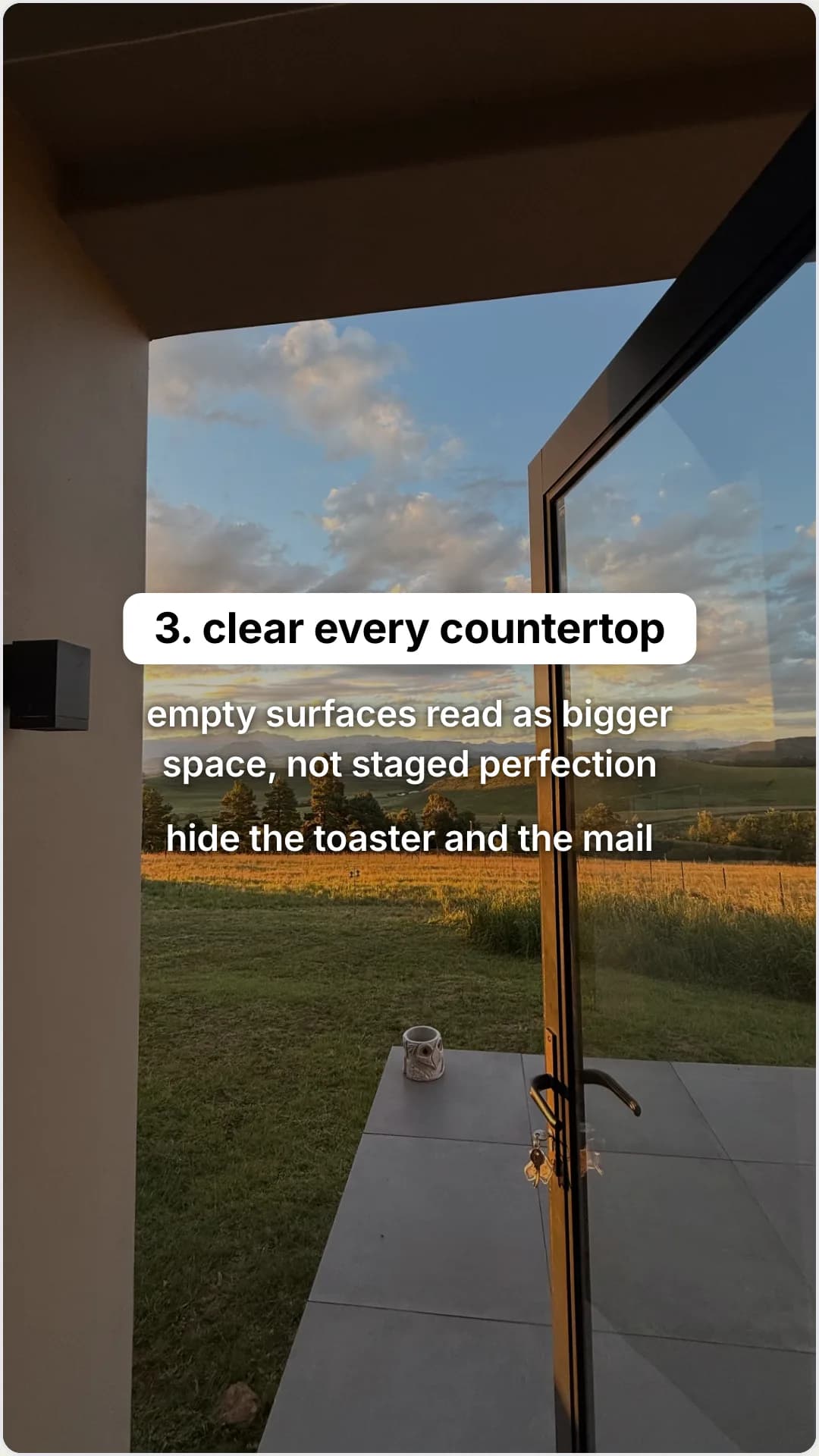 Five listing-photo fixes that sell a home faster: slide 4, 3. clear every countertop. empty surfaces read as b