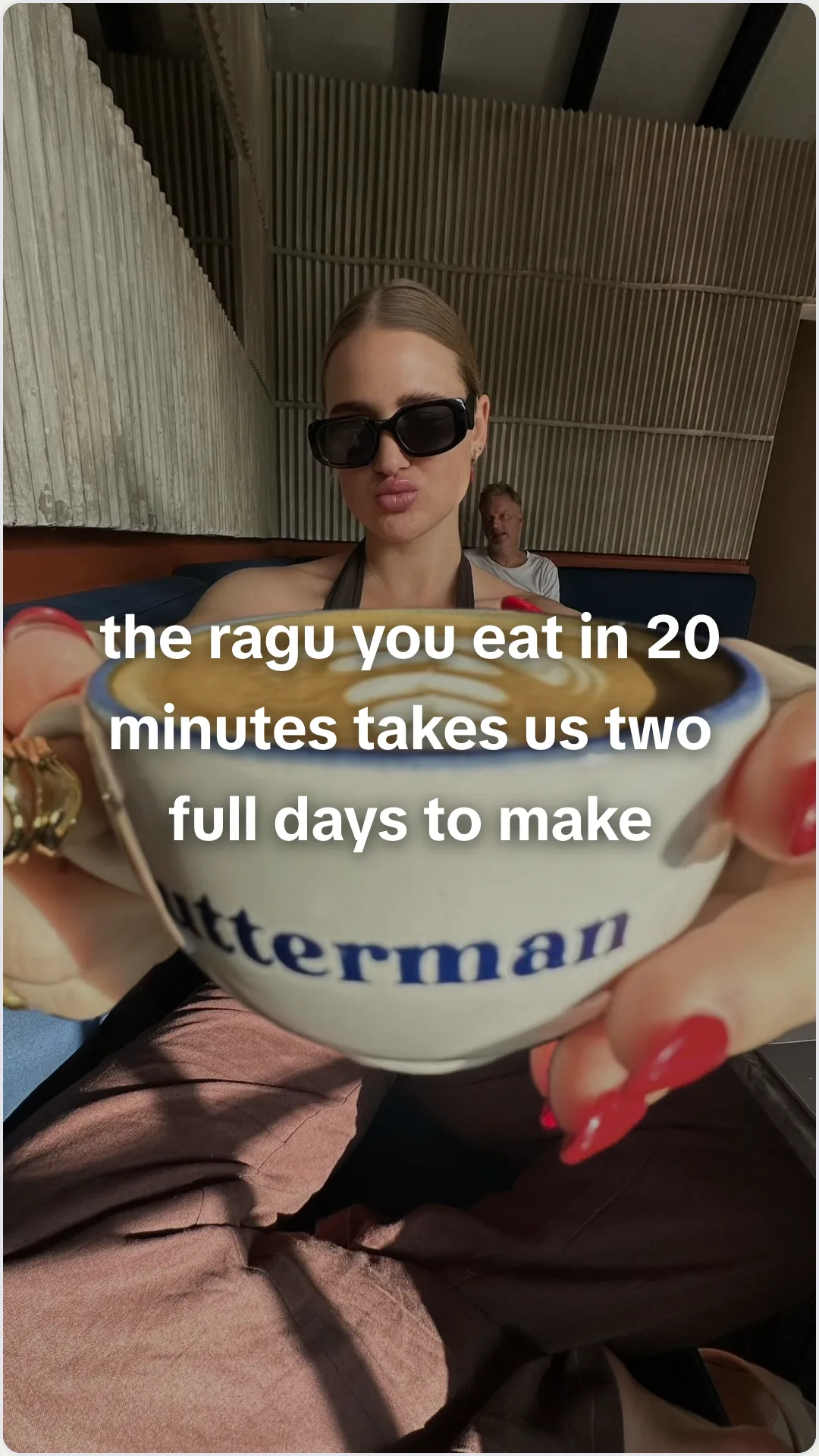 The 48-hour before and after behind one plate: slide 1, the ragu you eat in 20 minutes takes us two full days