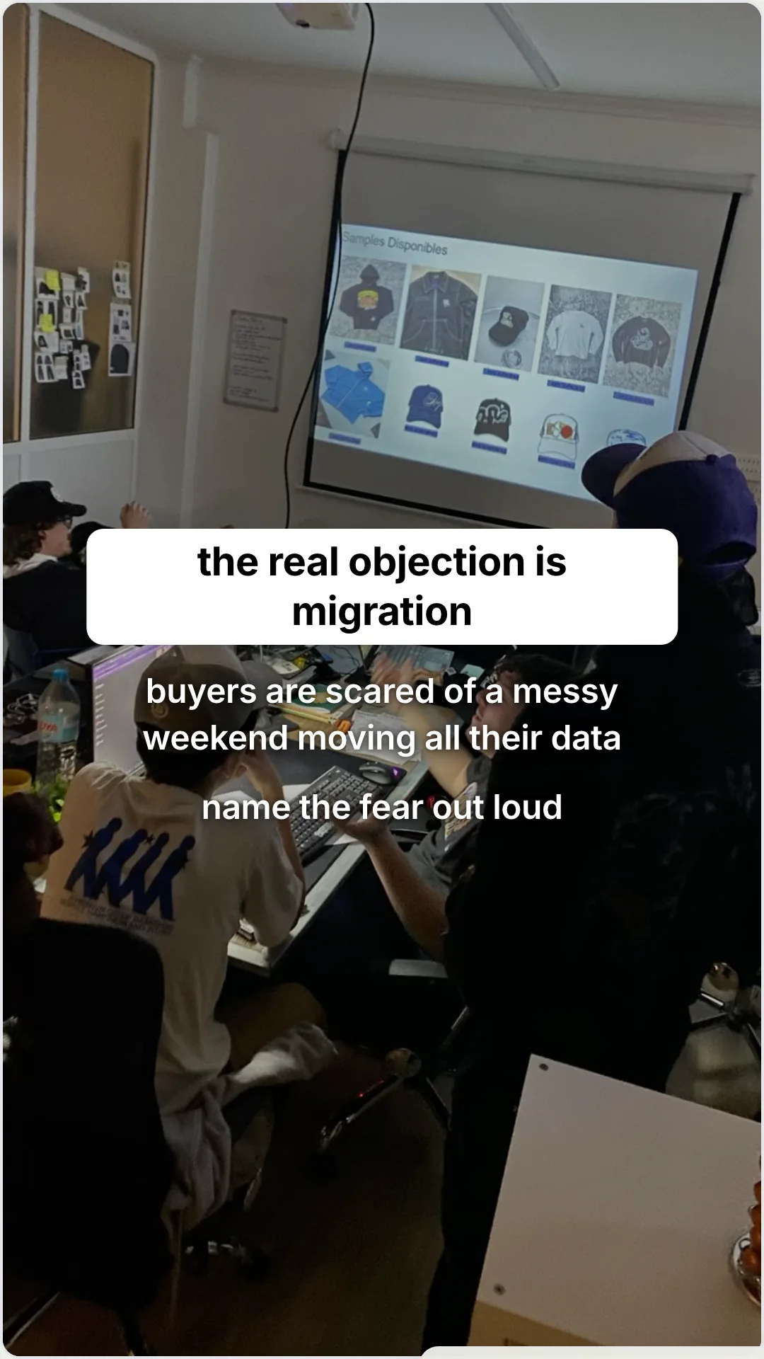 The objection that stalls every B2B trial, answered: slide 2, the real objection is migration. buyers are scar