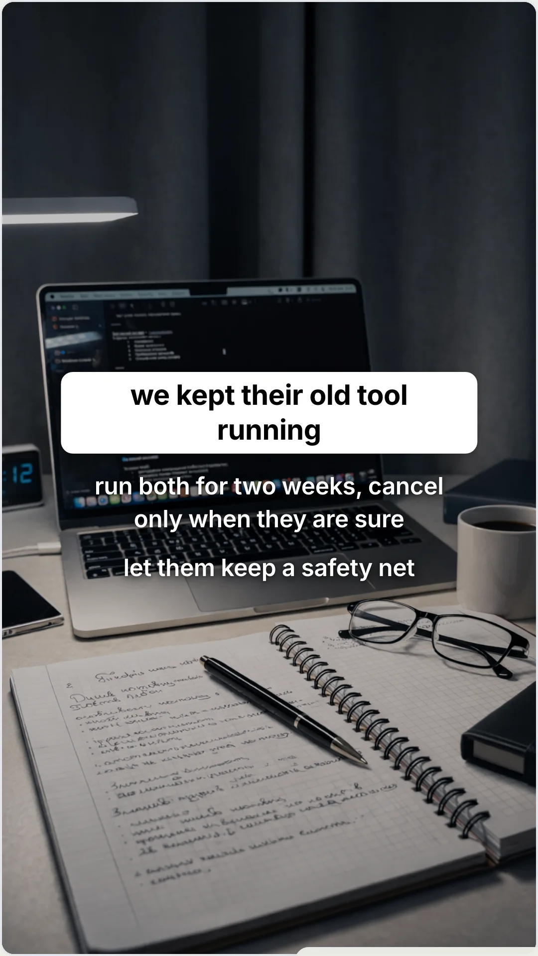 The objection that stalls every B2B trial, answered: slide 4, we kept their old tool running. run both for two